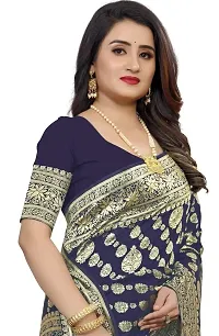 Banarasi Silk Saree | Indian Ethnic Wear | Traditional Women's Wedding Piece Bollywood Designer (NAVYBLUE)-thumb2