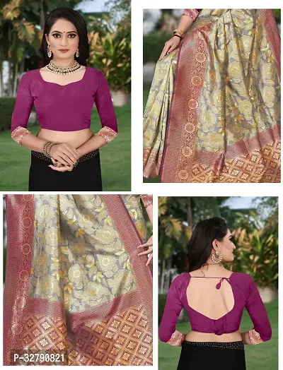 Stylish Multicoloured Art Silk Saree With Blouse Piece For Women-thumb3