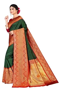 Green Butti Kanchipuram Soft Silk Saree | Indian Ethnic Wear | Traditional Women's Wedding Piece Bollywood Designer (GREEN BUTTI MODEL 1)-thumb2