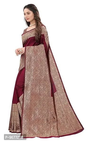 Smooth Kanjeevaram Silk Saree Pure Zari Traditional Women's Wedding Piece Bollywood Designer (MAROON-A)-thumb2