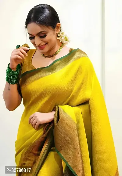 Stylish Golden Art Silk Saree With Blouse Piece For Women