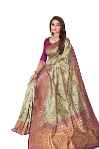 Kanjeevaram Silk Saree| Indian Ethnic Wear | Traditional Women's Wedding Piece Bollywood Designer (GREY WINE)-thumb4