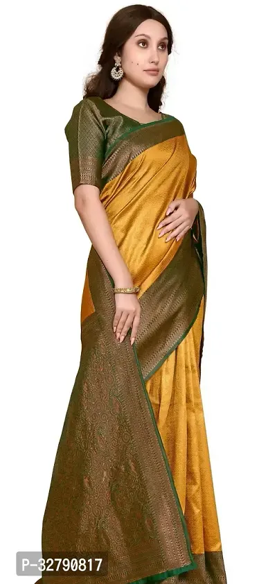 Stylish Golden Art Silk Saree With Blouse Piece For Women-thumb5