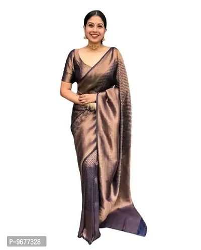 Smooth Kanjeevaram Pure Silk Zari Saree Traditional Women's Wedding Piece Bollywood Designer (NAVYBLUE-2)
