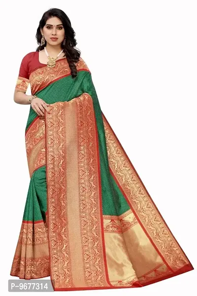 Green Butti Kanchipuram Soft Silk Saree | Indian Ethnic Wear | Traditional Women's Sari