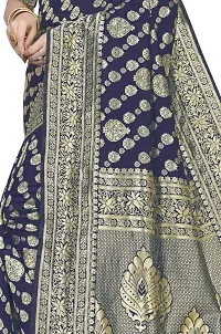 Banarasi Silk Saree | Indian Ethnic Wear | Traditional Women's Wedding Piece Bollywood Designer (NAVYBLUE)-thumb1