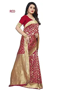 Copper Zari Pure Silk Saree | Indian Ethnic Wear | Traditional Women's Wedding Wear Sari (RED)-thumb3