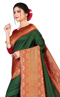 Green Butti Kanchipuram Soft Silk Saree | Indian Ethnic Wear | Traditional Women's Wedding Piece Bollywood Designer (GREEN BUTTI MODEL 1)-thumb1