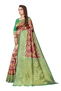 Kanjeevaram Silk Saree| Indian Ethnic Wear | Traditional Women's Wedding Piece Bollywood Designer (PURPLE GREEN)-thumb3