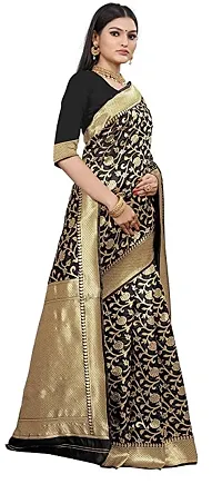 Copper Zari Pure Silk Saree | Indian Ethnic Wear | Traditional Women's Wedding Piece Bollywood Designer (BLACK)-thumb1