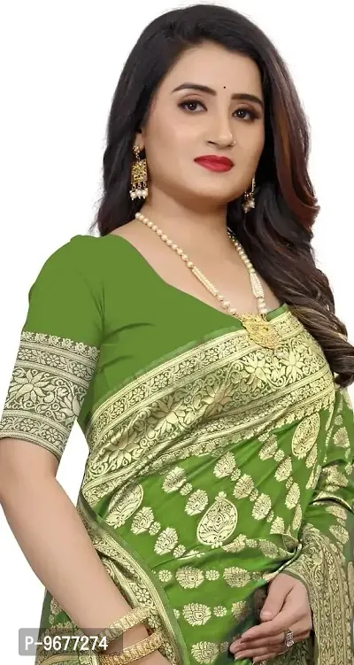 Banarasi Silk Saree | Indian Ethnic Wear | Traditional Women's Wedding Piece Bollywood Designer (GREEN)-thumb5