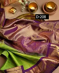 Classy Green Kanchipuram Silk Saree | Indian Ethnic Wear | Traditional Women's Wedding Piece Bollywood Designer-thumb2