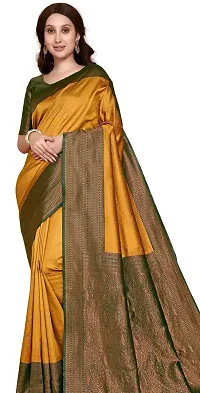 Stylish Golden Art Silk Saree With Blouse Piece For Women-thumb2