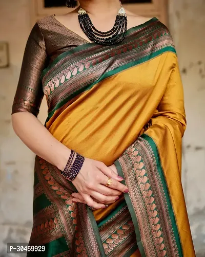 Elegant Art Silk Kanjeevaram Jacquard Saree With Blouse Piece-thumb0