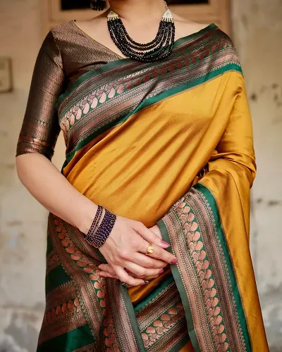 Elegant Art Silk Kanjeevaram Jacquard Saree With Blouse Piece