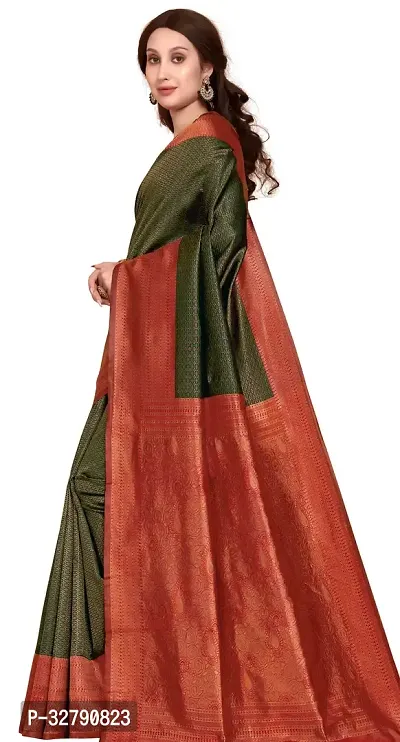 Stylish Green Art Silk Saree With Blouse Piece For Women-thumb2