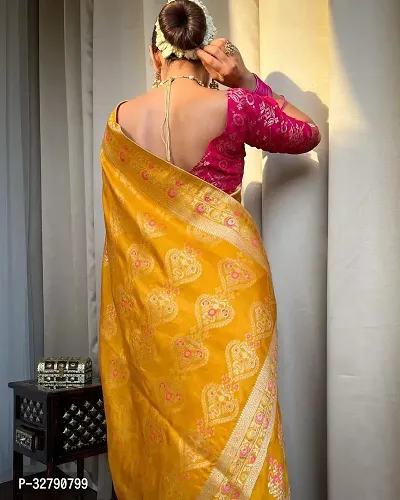 Stylish Yellow Art Silk Saree With Blouse Piece For Women-thumb3