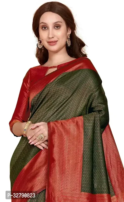 Stylish Green Art Silk Saree With Blouse Piece For Women