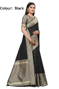 Smooth Kanjeevaram Silk Saree Pure Zari Traditional Women's Wedding Wear Sari (BLACK)-thumb1