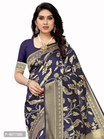 Kanjeevaram Silk Saree Traditional Women's Wedding Piece Bollywood Designer Navy Blue-thumb2