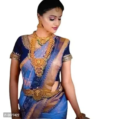 Kanjeevaram Silk Saree Indian Pure Vintage Fabric Blouse Soft 100% Banarasi Wear | Ethnic Wear |Traditional Wedding Party Woven Sarees (BLUE)-thumb0