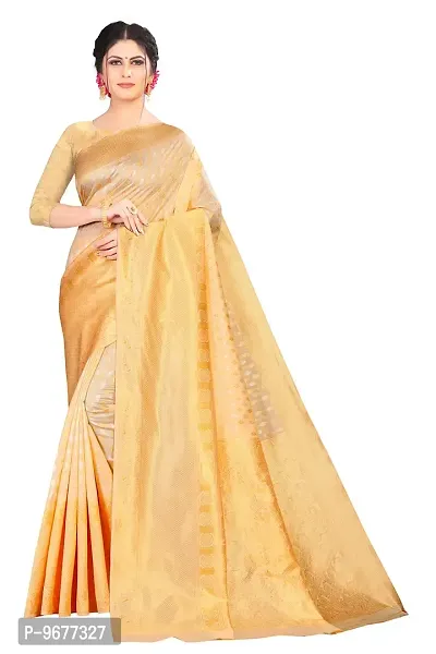 Women's Kanjeevaram Cream Color Silk Saree Pure Zari Traditional Women's Wedding Piece Bollywood Designer