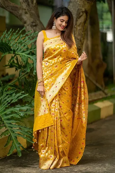 Must Have Art Silk Saree with Blouse piece 