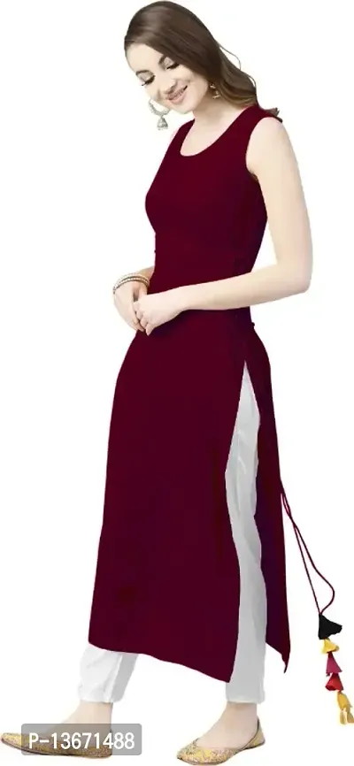 Stylish Maroon Rayon Kurtas For Women-thumb2