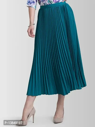 women stylish Teal pleated skirt-thumb0