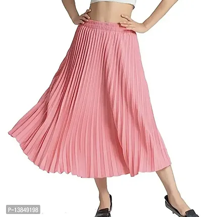 women stylish Pink pleated skirt
