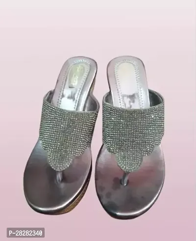 Elegant Silver PVC Embellished Sandals For Women-thumb0