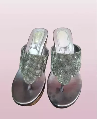Elegant Silver PVC Embellished Sandals For Women