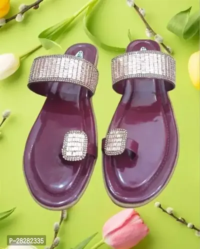 Elegant Purple PVC Solid Sandals For Women