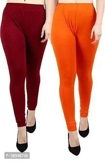 Fabulous Multicoloured Cambric Cotton Solid Leggings For Women Pack Of 2-thumb0