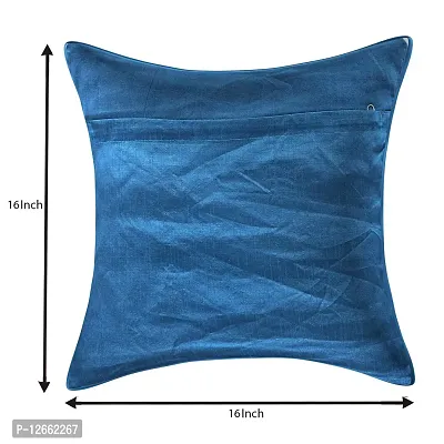 CASA-NEST Solid Color Cushion Cover,Size=16x16,Color =Blue,Decorative Living Room Cushion/Bed Cushion CC001-thumb3