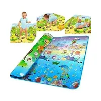 CASA NEST Double Sided Play mat/Crawling mat Multi Purpose Water Proof Foldable-5 * 6 ft-1 Piece- Multicoloured-thumb2