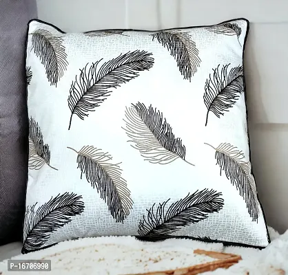 CASA-NEST Premium HD+Foil Print Leaf Cushion Cover,Pack of 5 Pc,Bed Cushion/Decorative Sofa Cushion (Size:16x16Inch) (Multi 3)-thumb3