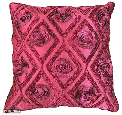 CASA-NEST Premium Cutwork Rose Print Cushion Cover, Pack of 5 Pc, Bed Cushion/Decorative Sofa Cushion (Size:16x16Inch) (Multi 4)-thumb2