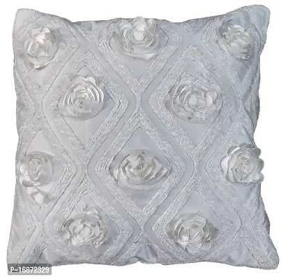 CASA-NEST Premium Cutwork Rose Print Cushion Cover, Pack of 5 Pc, Bed Cushion/Decorative Sofa Cushion (Size:16x16Inch) (Multi 3)-thumb2