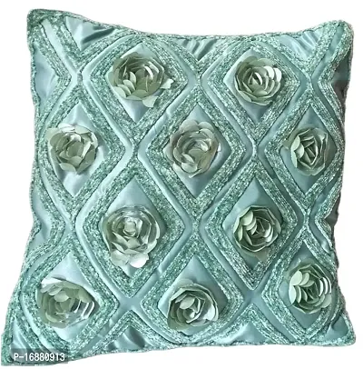 CASA-NEST Premium Cutwork Rose Print Cushion Cover, Pack of 5 Pc, Bed Cushion/Decorative Sofa Cushion (Size:16x16Inch) (Multi 6)-thumb2