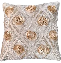 CASA-NEST Premium Cutwork Rose Print Cushion Cover, Pack of 5 Pc, Bed Cushion/Decorative Sofa Cushion (Size:16x16Inch) (Multi 1)-thumb1