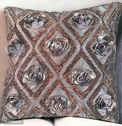 CASA-NEST Premium Cutwork Rose Print Cushion Cover, Pack of 5 Pc, Bed Cushion/Decorative Sofa Cushion (Size:16x16Inch) (Multi 5)