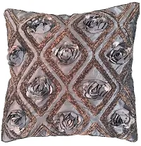 CASA-NEST Premium Cutwork Rose Print Cushion Cover, Pack of 5 Pc, Bed Cushion/Decorative Sofa Cushion (Size:16x16Inch) (Multi 5)-thumb1