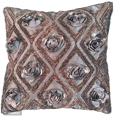 CASA-NEST Premium Cutwork Rose Print Cushion Cover, Pack of 5 Pc, Bed Cushion/Decorative Sofa Cushion (Size:16x16Inch) (Multi 5)-thumb2