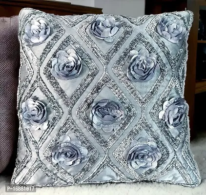 CASA-NEST Premium Cutwork Rose Print Cushion Cover, Pack of 5 Pc, Bed Cushion/Decorative Sofa Cushion (Size:16x16Inch) (Multi 2)