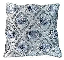 CASA-NEST Premium Cutwork Rose Print Cushion Cover, Pack of 5 Pc, Bed Cushion/Decorative Sofa Cushion (Size:16x16Inch) (Multi 2)-thumb1