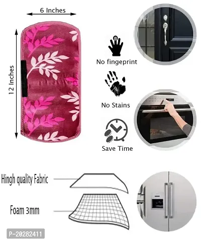 CASA-NEST Fridge Handle Grip Cover for Oven/Refrigerator,Leaves Design Fridge Covers,Knitting Washable Cover Used for All Brands Single/Double Door SafeShock Proof with Dirt Free-2Piece (Pink)-thumb2