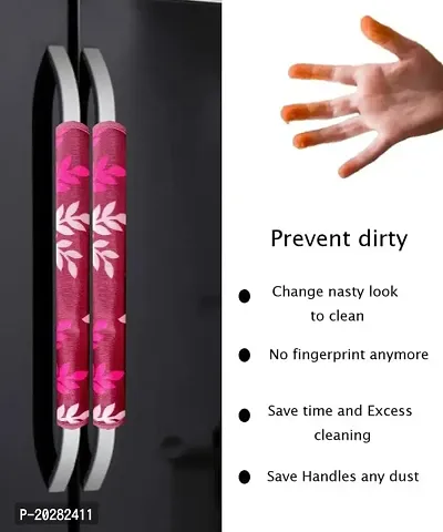CASA-NEST Fridge Handle Grip Cover for Oven/Refrigerator,Leaves Design Fridge Covers,Knitting Washable Cover Used for All Brands Single/Double Door SafeShock Proof with Dirt Free-2Piece (Pink)-thumb3