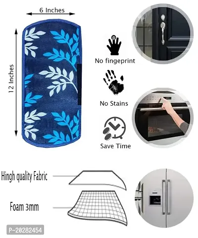 CASA-NEST Fridge Handle Grip Cover for Oven/Refrigerator, Leaves Design Fridge Covers, Knitting Washable Cover Used for All Brands Single/Double Door Safe  Shock Proof with Dirt Free-2Piece (Blue)-thumb4