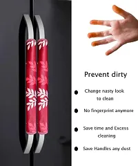 CASA-NEST Fridge Handle Grip Cover for Oven/Refrigerator, Leaves Design Fridge Covers, Knitting Washable Cover Used for All Brands Single/Double Door Safe  Shock Proof with Dirt Free-2Piece (Red)-thumb2